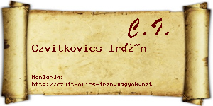 Czvitkovics Irén névjegykártya